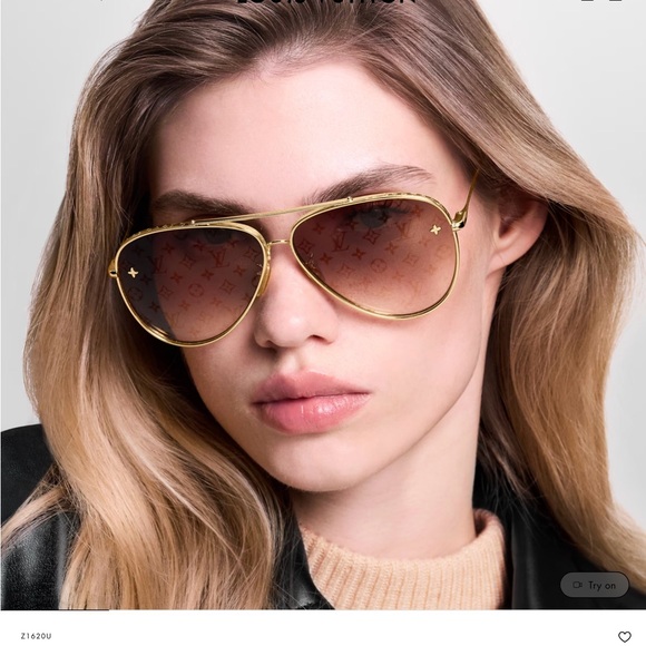 Louis Vuitton Gold and Brown Aviator Sunglasses main image 6